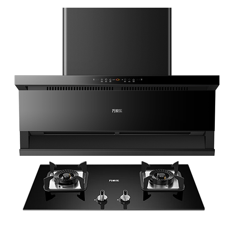 万家乐 26m³顶侧三吸 0动智净油烟机 K5R2+AY5C 25立方大吸力家用吸油烟机 家用灶具两件套装家用