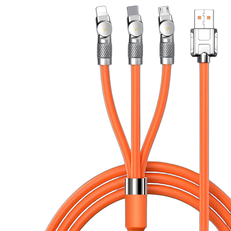 新款120w一拖三快充充电线车载三合一超级闪充通用可转动数据线