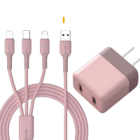 三头充电器线快充套装三合一手机多口闪充充电头数据线一拖三