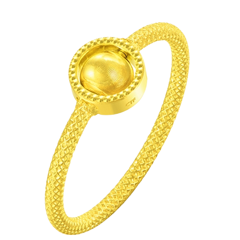 周大福ING系列时来运转猫眼足金黄金戒指 R30137精选