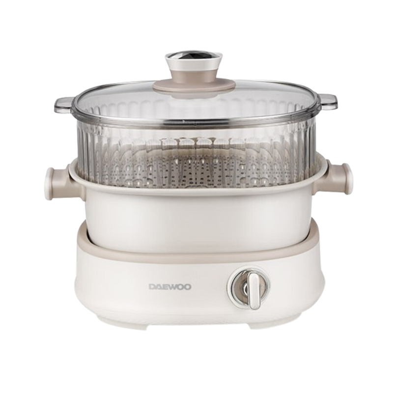 大宇电火锅多功能3L分体式上蒸下煮多用途锅伯爵白DYHG-8530