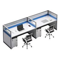 铭思达屏风工位双人位带柜椅套