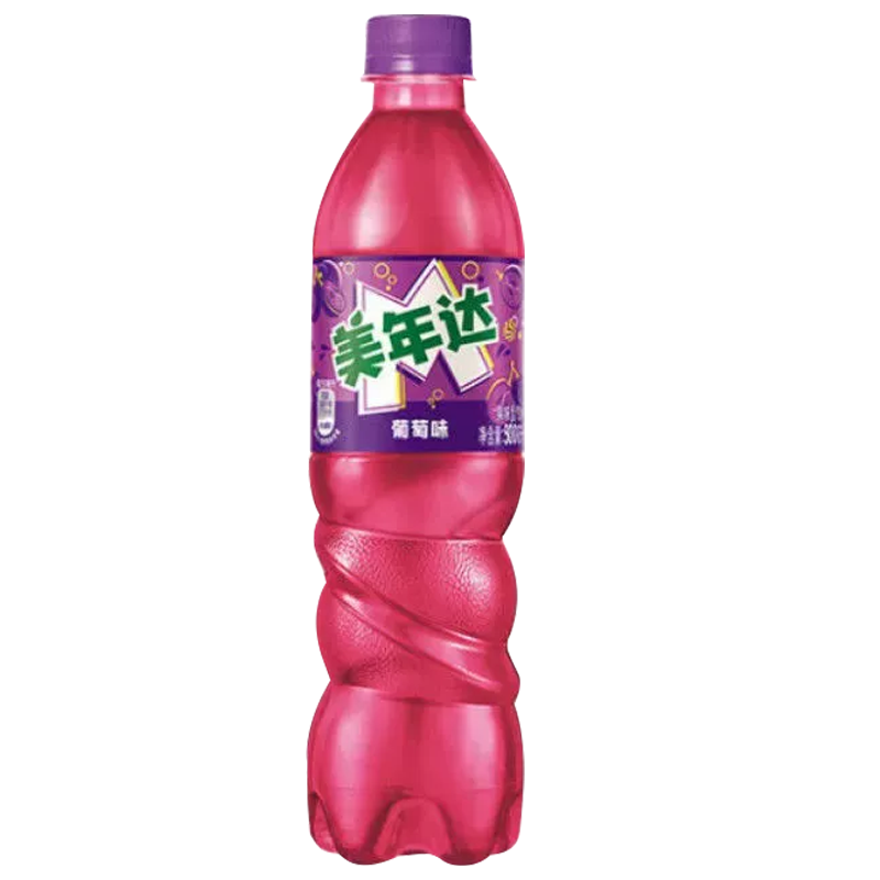 百事pepsi 美年达葡萄味味汽水碳酸饮料600ml*4瓶饮料碳酸饮料清爽解渴独特口味畅饮装大容量夏日必备