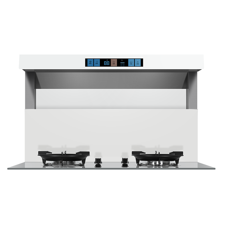 欧诚白色900mm分体式集成灶家用体感彩屏分体灶厨房智能大吸力抽油烟机燃气灶套装一体机箱双眼灶头部保温置物台