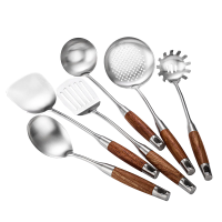 珑伽辛 304不锈钢花梨木厨房烹饪 漏勺/把