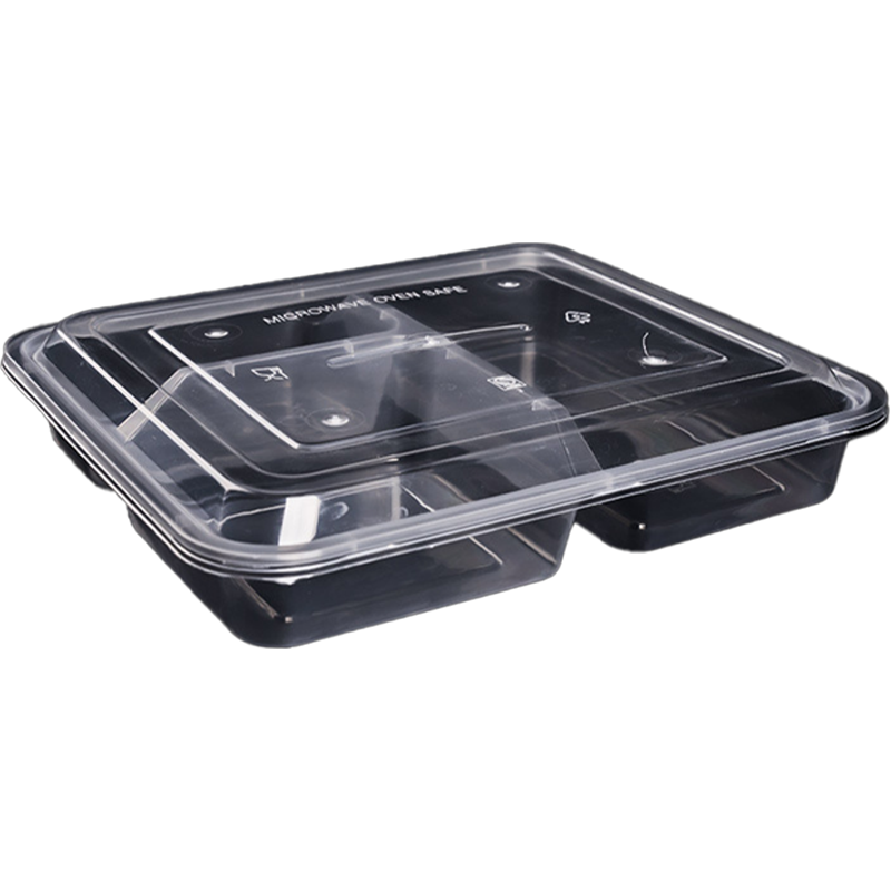 珂美芙 食品级加厚餐盒一次性餐盒 三格 个