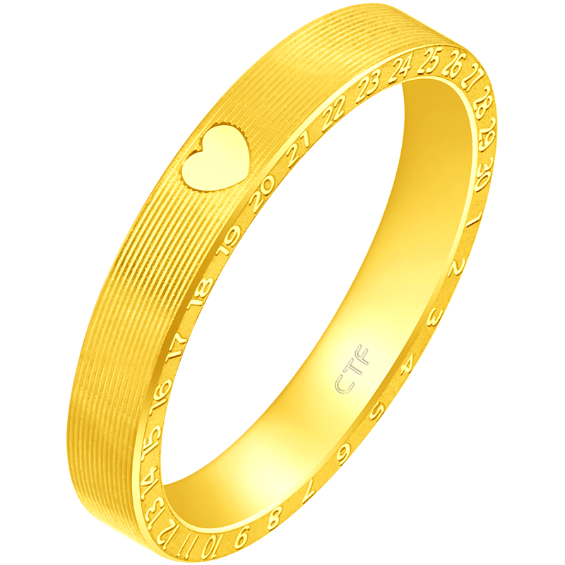 周大福ING系列520爱你一生黄金情侣对戒男戒计价(工费:260元)F222352送礼