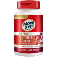 保税发-美国MOVE FREE骨胶原蛋白75粒/瓶装 氨糖软骨素维骨力钙片黄金搭配白瓶 膳食营养补充剂