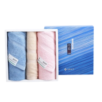 洁丽雅毛巾礼盒面巾两条方巾一条强力吸水素然春浅三条装(颜色随机)