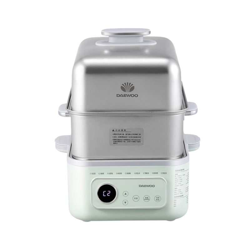 大宇电蒸锅大容量14.5L双层不锈钢蒸炖多功能电蒸锅莫兰迪绿DYZG-1568