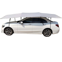 半自动汽车遮阳伞车顶移动车篷遮阳罩防晒防雨雪自动车衣车罩-鼎酷5米/半自动 银灰色