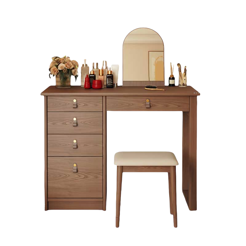铭思达实木梳妆台80cm含镜凳套