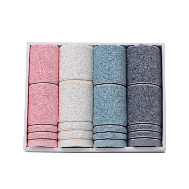 洁丽雅毛巾礼盒四条装A类抗菌全棉洗脸巾澎湃吸水7377(颜色随机)