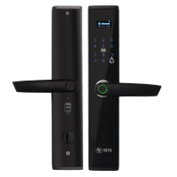 玥玛X7黑色亮面一握开指纹锁家用半自动密码锁入户防盗门电子门锁卡片解锁临时密码出租屋公寓