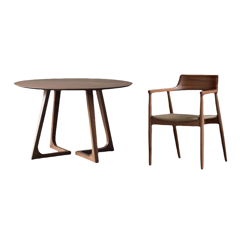 伟樽实木圆餐桌80*80*75cm+椅子*2套