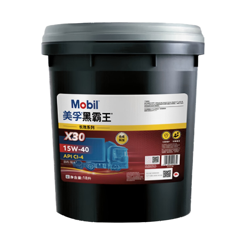美孚(Mobil)黑霸王长效合成柴机油 X30 CI-4 15W-40重负荷润滑油 18L/桶