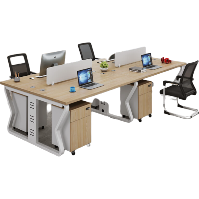 员工办公桌椅组合简约现代屏风四人位含椅