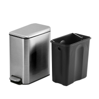 珂美芙 长方形不锈钢脚踏垃圾桶 5L 个
