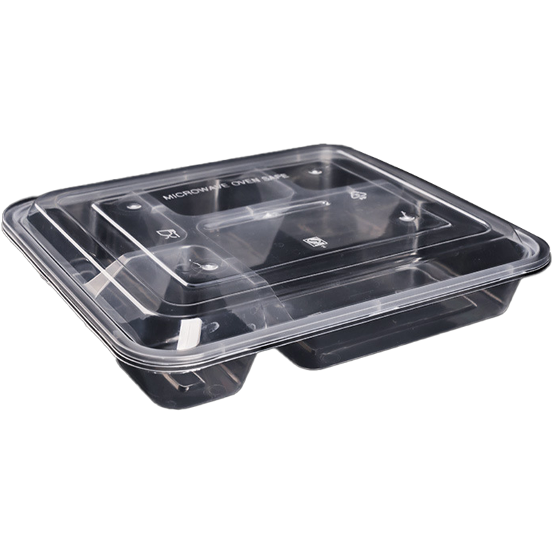 珂美芙 食品级加厚餐盒一次性餐盒 五格 个