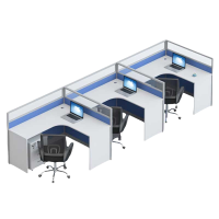 铭思达屏风办公桌F型三人位含柜椅套