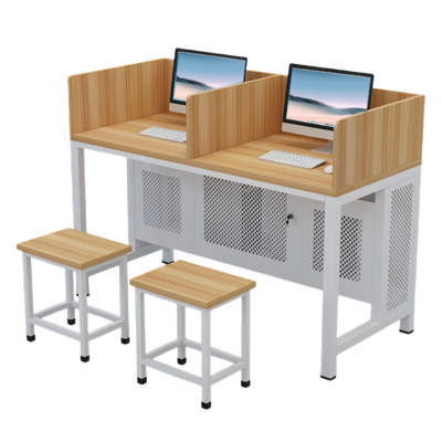 伟樽多媒体电脑桌带屏风一桌二凳120*60*75cm套