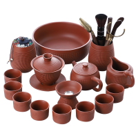 豪峰茶具21件套朱泥跳刀引套装紫砂功夫泡茶茶具套装GF02571