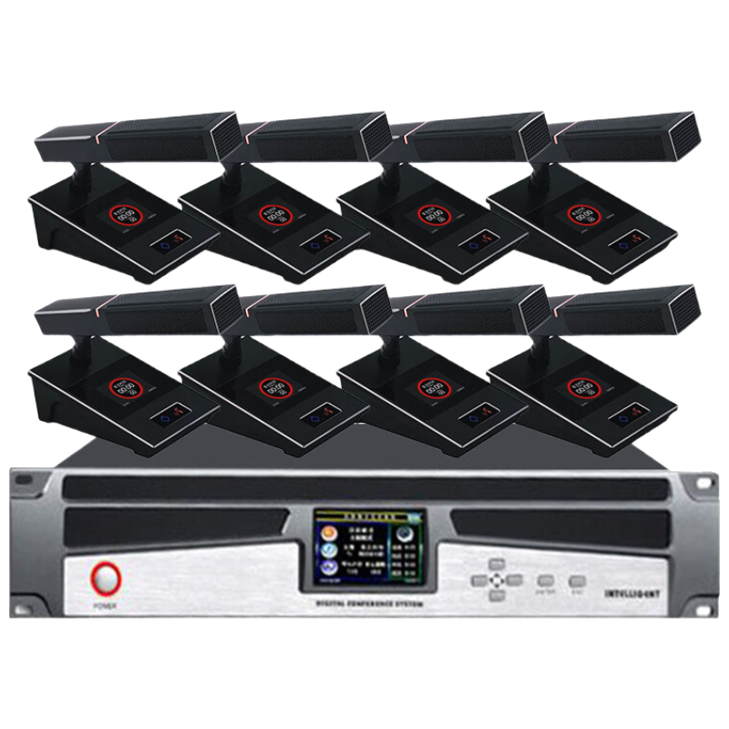 润普Runpu RP-9800P-10国产化有线手拉手麦克风方案手拉手主机+主席单元+代表单元方形手拉手一拖十