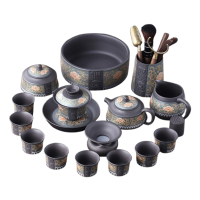 豪峰紫砂茶具套装22件套缠枝莲泡茶壶茶杯茶具套装GF02563