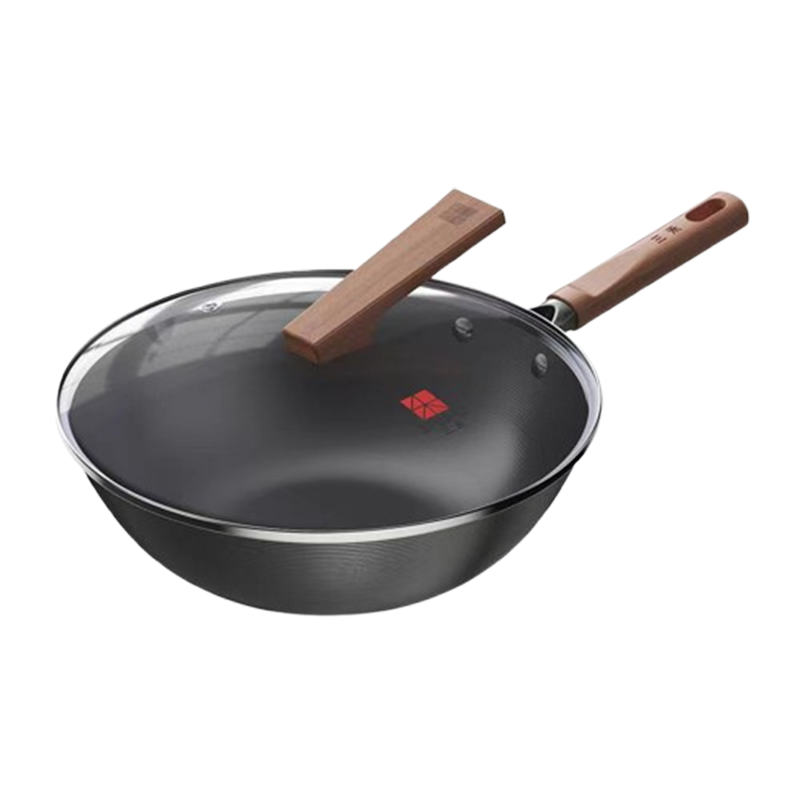 三禾炒锅32cm防锈不粘0涂层熟铁锅平底黑色TC32T8