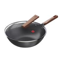 三禾炒锅32cm防锈不粘0涂层熟铁锅平底黑色TC32T8