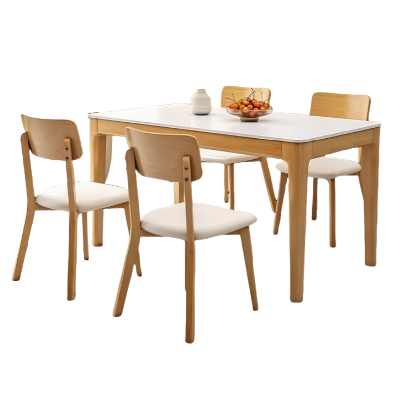 伟樽岩板实木餐桌130*80*75cm+椅子*4套