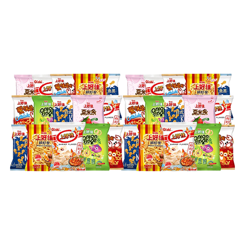 上好佳混合礼包脆鲜虾片洋葱圈粟米条蟹味逸族薯条日式鱼果30包