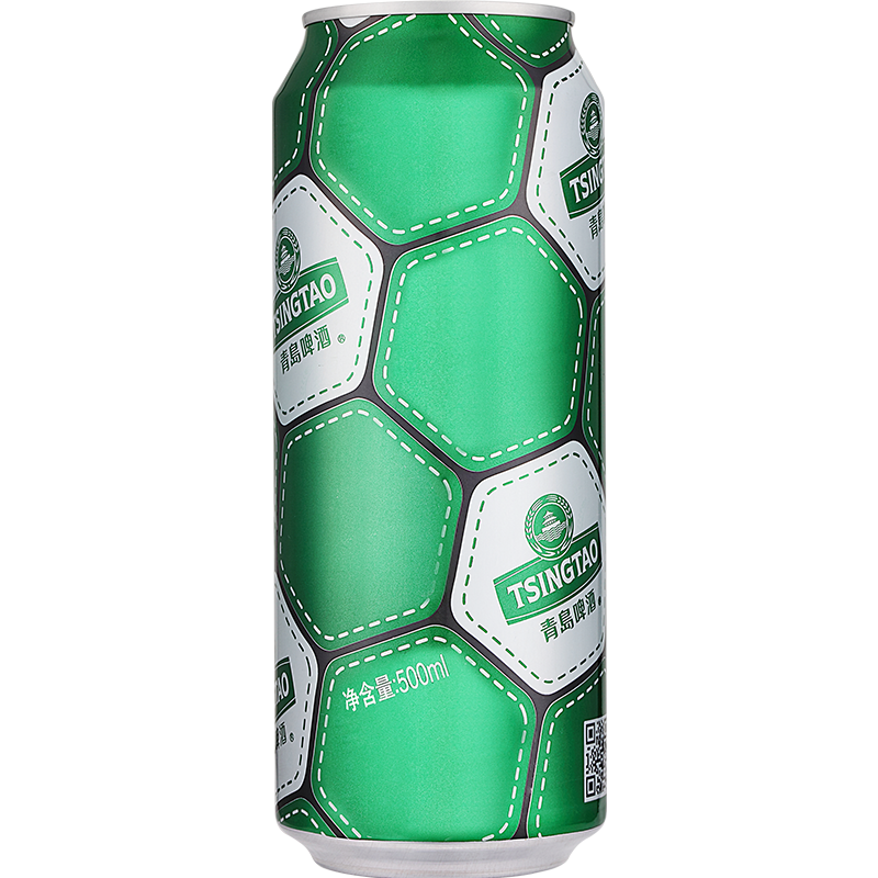 青岛啤酒(TSINGTAO)足球罐啤酒10度500ml*12罐 整箱装 官方直营
