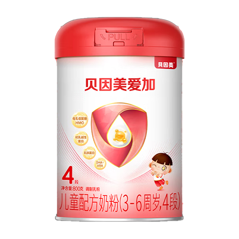 贝因美爱加4段国产奶粉800克3-6岁高钙易吸收营养全面