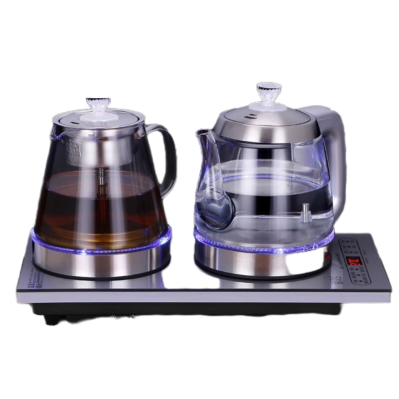 新飞全自动上水电热水壶玻璃泡茶桌茶台烧水壶一体机桌面饮水机办公室功夫茶煮水壶电水壶 1L 煮茶款304发热盘,双边上水