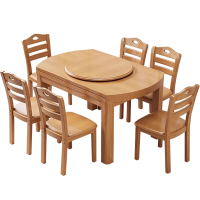 汐餐桌柚木色一桌六椅套