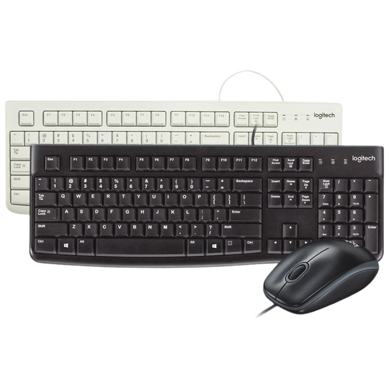 罗技 K120 有线键盘 配1.5米 USB鼠标延长线 黑/白 备注颜色 一个装