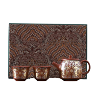 豪峰紫砂金罗3件套金银错紫砂壶茶具一壶二杯泡茶器DP06145