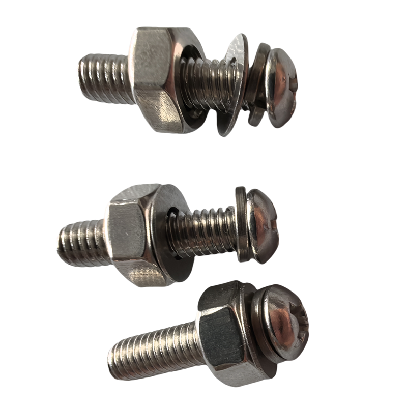 vzi 304不锈钢盘头螺丝平垫弹垫螺母组合 M4*35(100套) 包