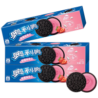 奥利奥清新草莓味夹心饼干97g*3盒 零食独立小包装下午茶早餐儿童