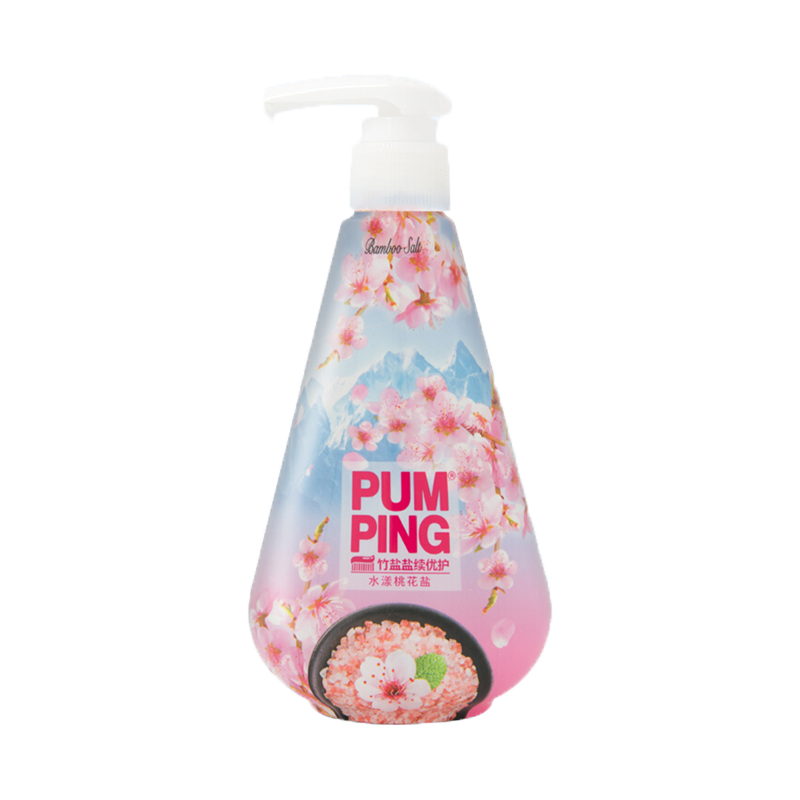 竹盐派缤按压式牙膏285g*2瓶清新口气全优护