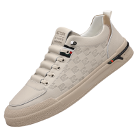 迪罗尼卡休闲皮鞋男士小白鞋男款运动板鞋平底免系带套脚开车鞋软皮男鞋子