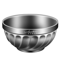 莱柏顿纯钛碗筷勺套装家用儿童吃饭汤碗筷子勺子三件套便携钛餐具大饭碗