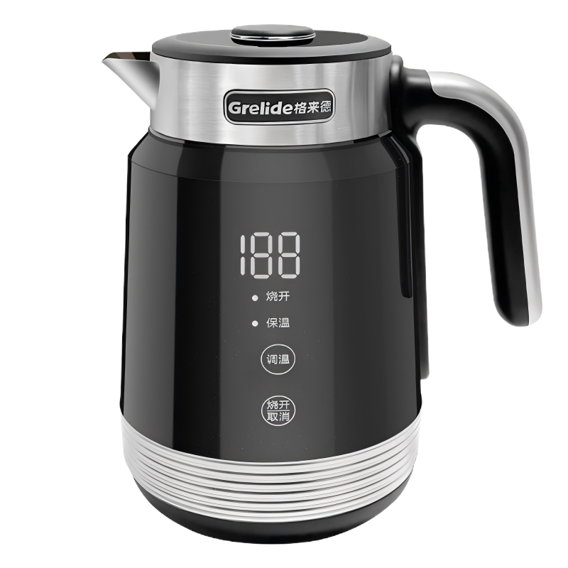 格来德 D3018E电热水壶 1.7L大容量调温保温恒温烧水壶LED大屏实时显温电水壶家用 黑色