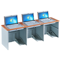 铭思达翻转电脑桌三人位张