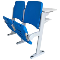 质凡公共阶梯教室排椅会议室员工休息椅塑料折叠椅固定脚电梯口等候椅 带写字板