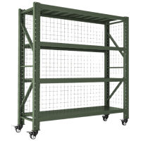 质凡钢制军绿带网带轮中型货架ZF-hj248承重300kg 2000*500*2000 组