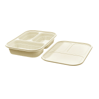 嘉加绿GN2012 玉米淀粉可降解一次性三格餐盒 1100ml 200套/箱