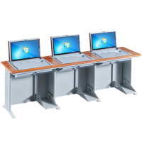 铭思达翻转电脑桌三人位张