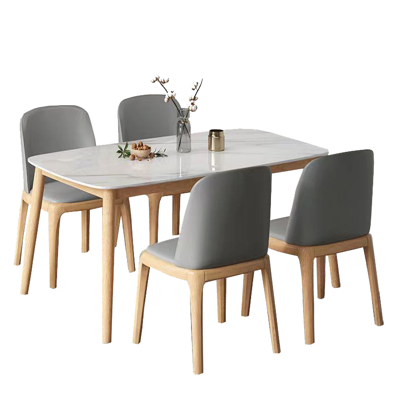 博林创 实木餐桌椅 1.4米岩板桌+4椅 /套